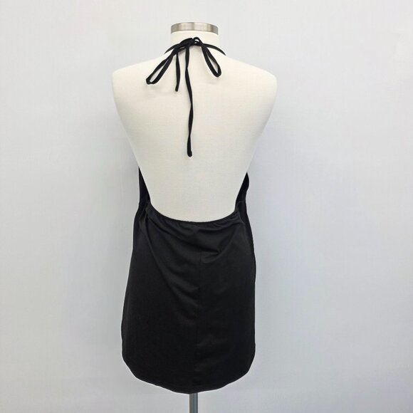 Shein Curve Black Lace Halter Tank Top With Tie Back & Open Back Sleeveless 3XL - Picture 3 of 10